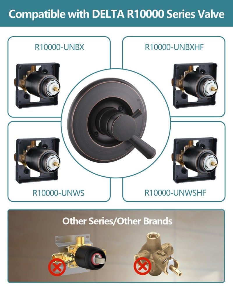 Ultrimkit Replacement for Delta 17 Series Shower Trim Kit, Shower Cover Plate with Handle, Oil Rubbed Bronze(Valve& Catridge Not Inclued) - Image 3